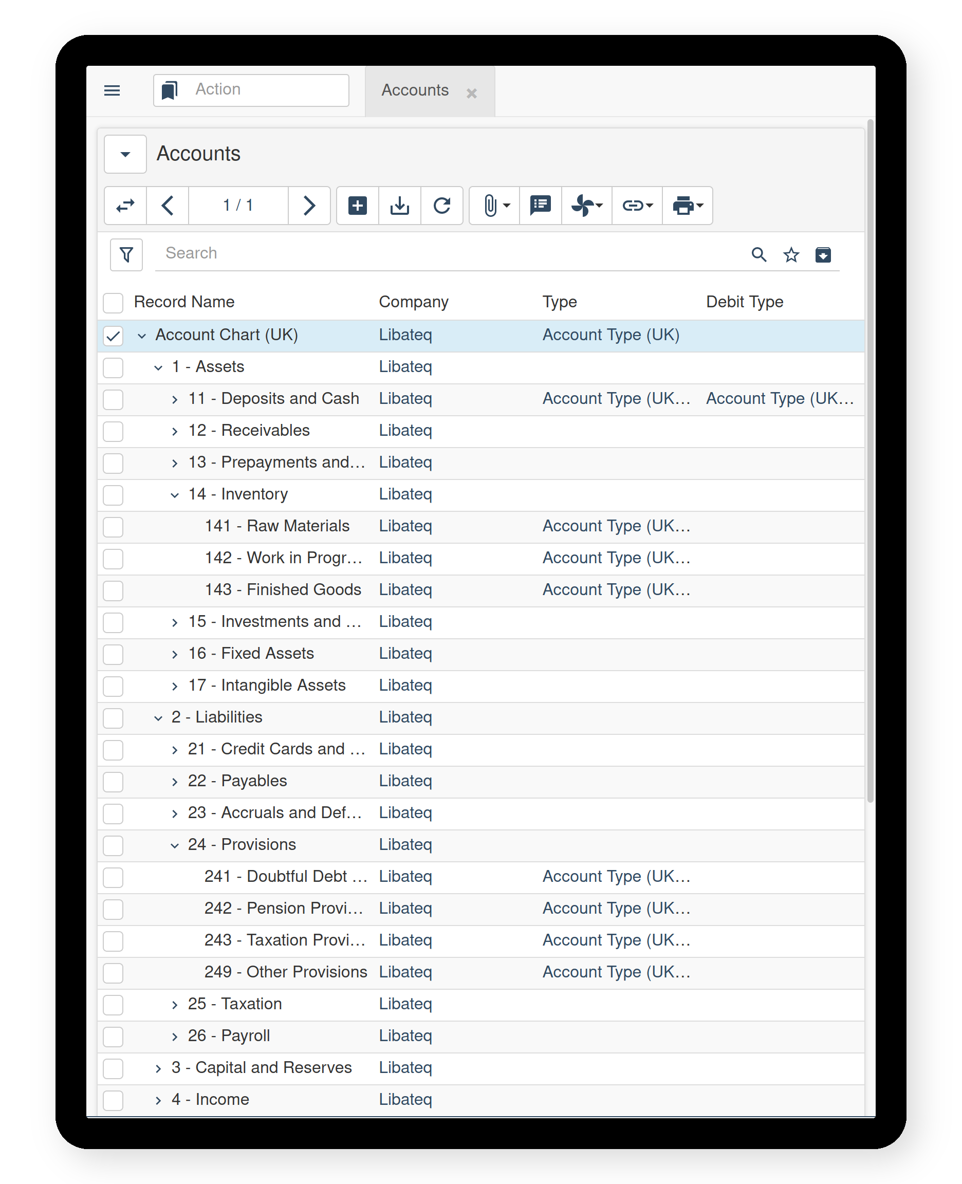 Screenshot of Tryton financial accounting